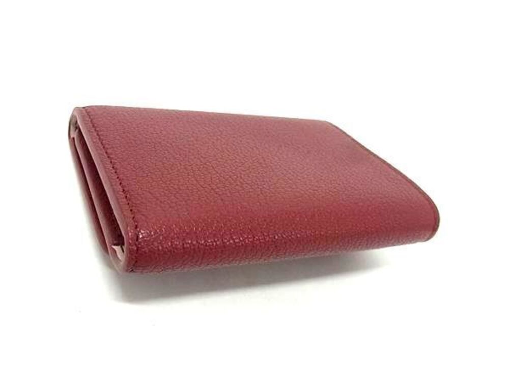 Burberry Tri fold Wallet Leather Wallet Purple Billfold Bordeaux Purple
